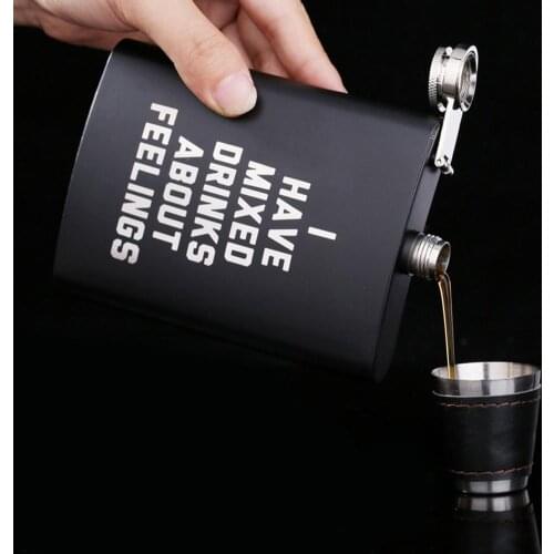 8oz Men Portable Wine Hip Flask Funny English Letter Print Stainless Steel Hip Flask For Whisky Alcohol Alcohol Container