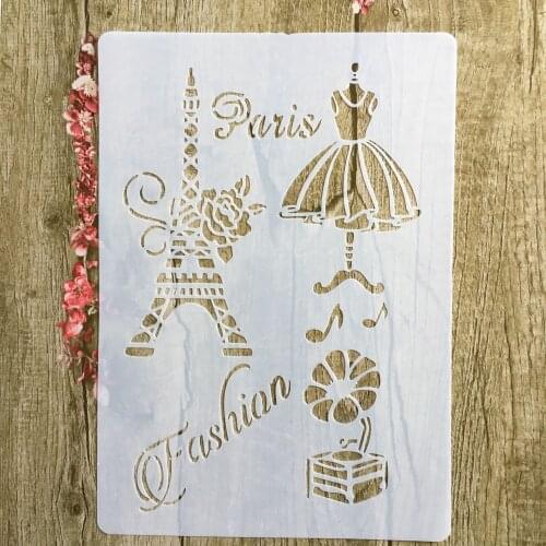 A4 29 * 21cm Dress Iron tower DIY Stencils Wall Painting Scrapbook Coloring Embossing Album Decorative Paper Card Template