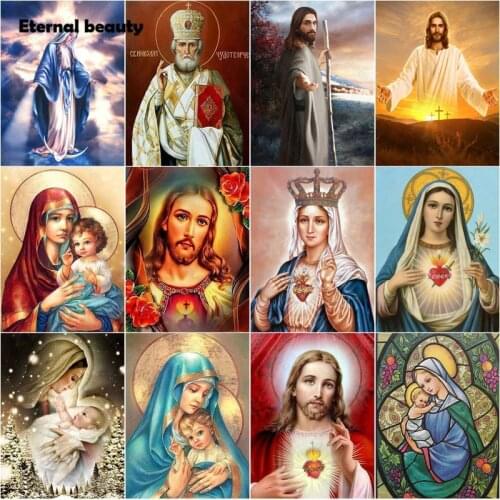 Diy Diamond Painting Religion Character Portrait Mosaic Art Painting Diamond Embroidery Cross Stitch Kits Full Drill Home Decor