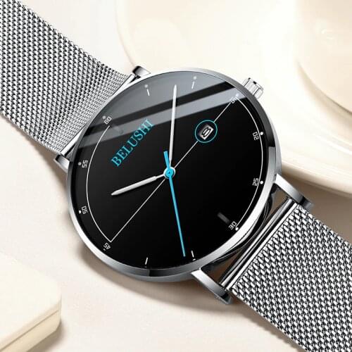 BELUSHI Brand Men Quartz Watch Analog Calendar Wristwatch For Male Clocks Ultra Thin Waterproof Mens Business Watches 2020 New