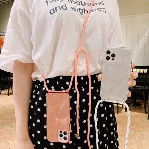 Necklace Crossbody Lanyard Strap Chain Glitter phone case for iphone 12 Pro Max MiNi 11 Pro Max X XR XS Max 6S 7 8 plus cover