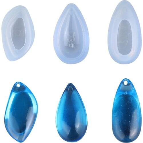 Diy crystal epoxy mold pendant with hole pendant necklace water droplets silicone mold material resin creative handmade jewelry