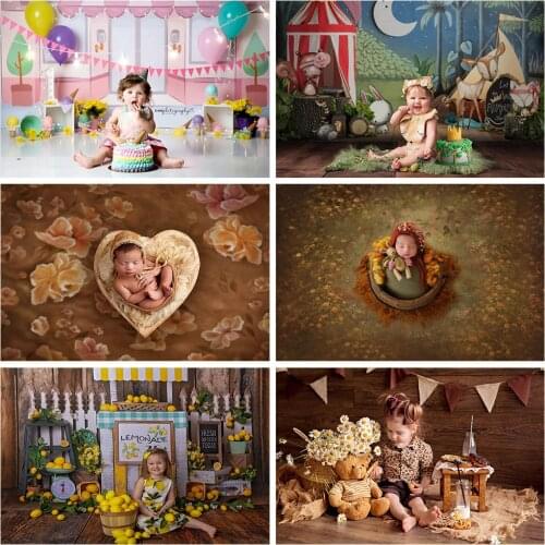 Retro Flower Newborn Baby Backdrop for Photographic Birthday Party Photography Backdrop Photo Studio Photocall Portrait Prop