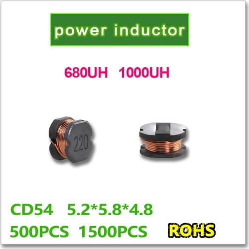 JASNPROSMA SMD Power Inductor CD54 500PCS 1500PCS 680UH 1000UH 681 102 5.2*5.8*4.8mm