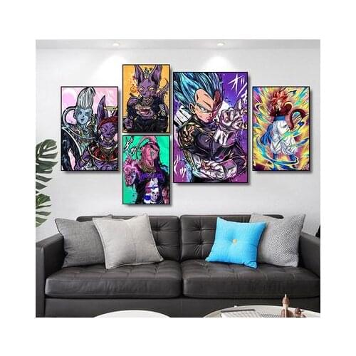 Dragon Ball Canvas Painting Bedroom Decoration Painting Super Saiyan Monkey King Vegeta Cartoon Anime Dragon Ball Super Mural