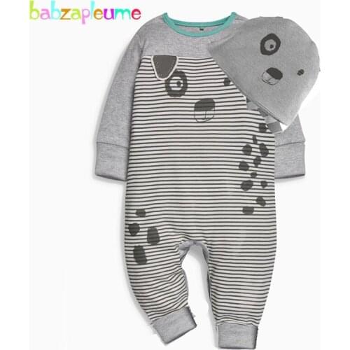 2PCS/0-18Months/Spring Autumn Newborn Romper Baby Costume Boy Girl Clothes Cartoon Cute Jumpsuit+Hats Infant Clothing Set BC1049