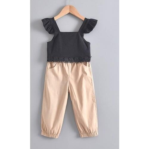 Girls Clothes Set 2021 Summer Kids Suit Flying Sleeve Lace Top+Pants 2PCS Outfits Casual Children Active Clothing 2-6Y