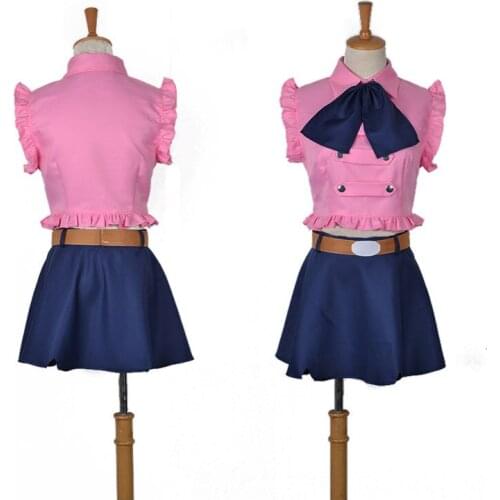 Anime The Seven Deadly Sins Elizabeth Liones Cosplay Costumes Cute Women/Girls Uniforms Clothing Tops+Skirts+Tie+Belt Sets