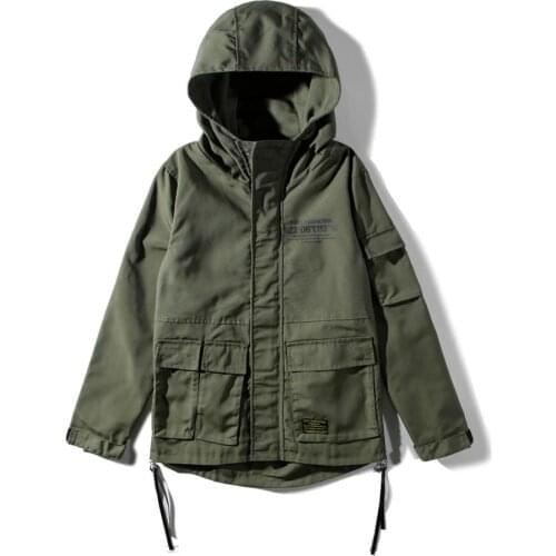 Military jacket with multiple pockets and side zippers streetwear rock punk autumn spring