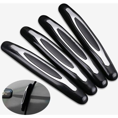 Hot 4PCS Black Car Side Door Edge Protector Protective Strip Scrape Guard Bumper Guards Handle Cover 3D Sticker Car Styling