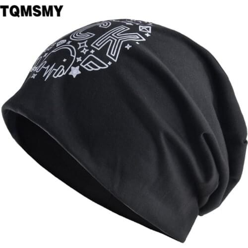 TQMSMY Rock Bonnet Beanies Men Women Fashion Hip Hop Skullies Beanie Mens Solid Color Hats With Letter Unisex Soft Gorras E56