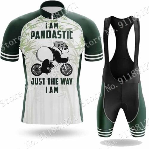 I Am Pandastic Mens 2021 Cycling Jersey Set Summer Clothing Road Bike Shirts Suit Bicycle Bib Shorts MTB Wear Maillot Ropa