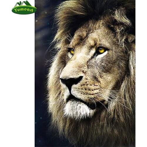 Paint With Diamond Painting by Number Animal Lion Needlework Art Crystal Rhinestones Diamond Embroidery Mosaic Cross Stitch Kits