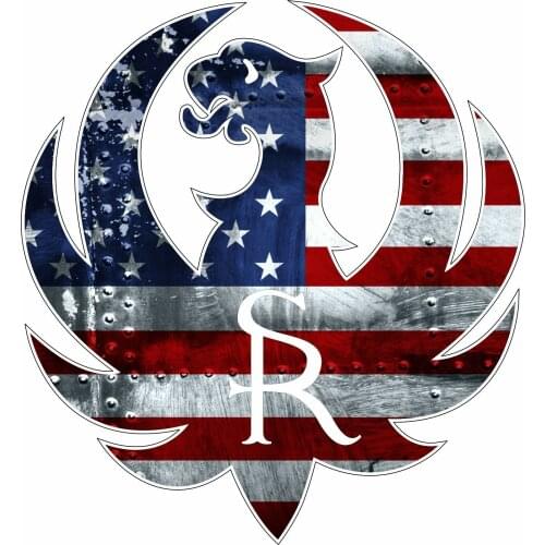 Ruger with American USA Flag Gun Rights Tool Box Windshield Bumper Sticker Tuning Laptop Trunk Vinyl Decal Waterproof PVC