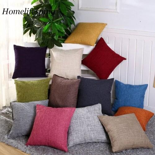 Solid Linen Sofa Waist Cushion Cover 40*40/45*45/50*30/50*50/55*55/40*60cm Throw Pillowcase Office Home Decor Pillow Case