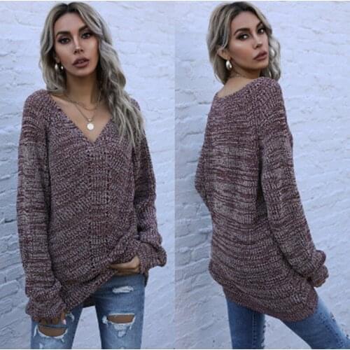 Autumn and winter sweater ladies pullover V-neck long-sleeved mid-length black luxury womens pull snake Harajuku sweater spring