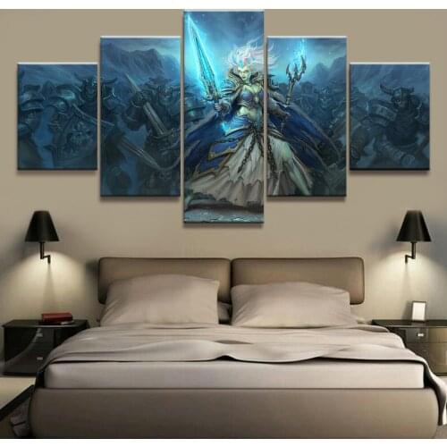 5 Piece Video Game WOW Warcraft DOTA 2 Painting Poster Decorative Mural Art Room Wall Decor Canvas Painting Wholesale