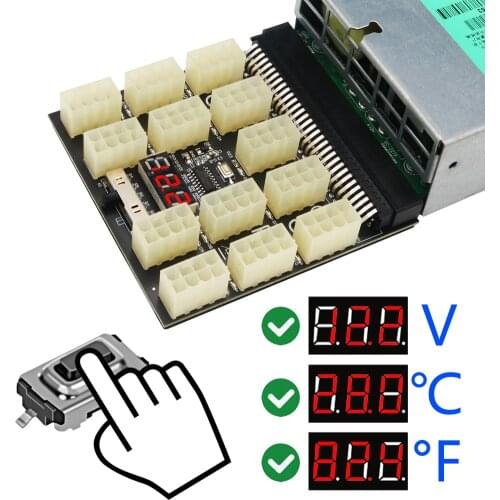 Power Board 12V 13x ATX 8Pin Power Adapter Power Supply Breakout Board For HP 1200W 750W PSU Server GPU BTC Bitcoin Miner Mining