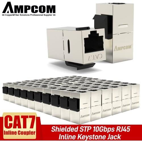 CAT7 Feed-Through Keystone Jack,AMPCOM Sheilded RJ45 CAT7 Straight-Through Keystone Module Adapter Couplers for Wall Plate STP