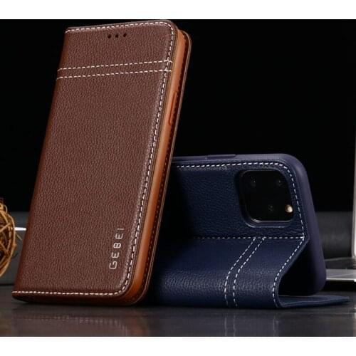 Luxury Original Brand GEBEI Genuine Leather Magnet Flip Wallet Cases For iPhone 11 Pro Max Case Cover