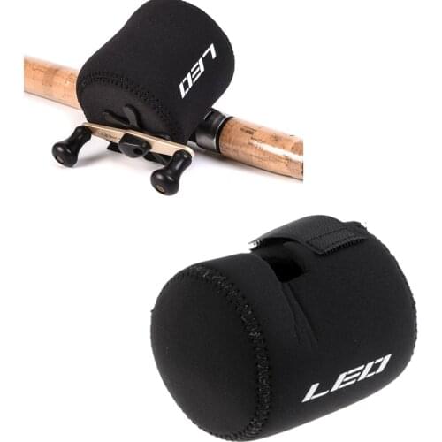 Fishing Drum Reel Cover Bag Neoprene Pouch Casting Drum Reel Bag Loop Fasteners Reel Cover Black