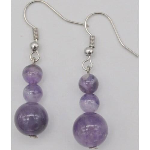 Purple Crystal Bead Stone Dangle Earrings Jewelry For Woman Gift T236