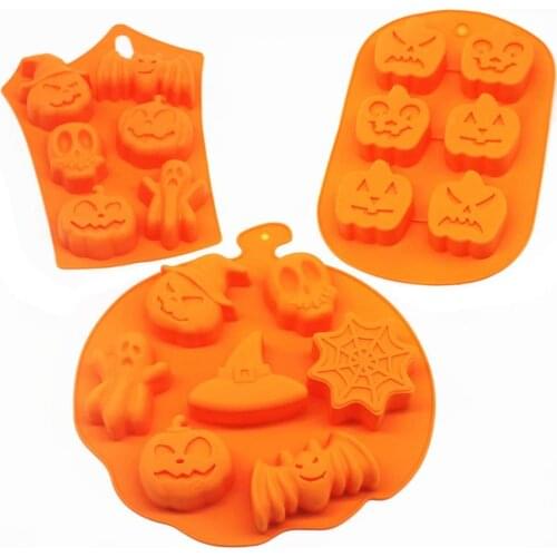 Halloween Silicone Moulds Pumpkin Bat Skull Ghost Clay Molds DIY Crafts Casting Molds Home Decoration Jewelry Tool,1Yc20225
