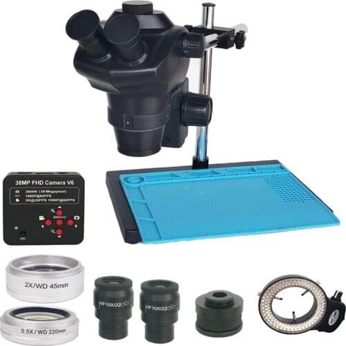 8X-50X Simul Focal Trinocular Stereo Microscope 38MP HDMI USB Digital Video Microscopio Camera Smartphone PCB Repair Tool Kit
