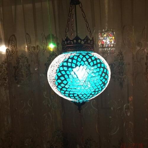 Bohemia turkish moroccan pendant light handmade mosaic stained glass Corridor Stairwell cafe restaurant hanging light lamp