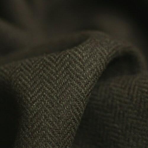 White waxberry 150cm 370g/m Army green dark pattern herringbone wool fabrics clothes Garment sewing materials Free shipping