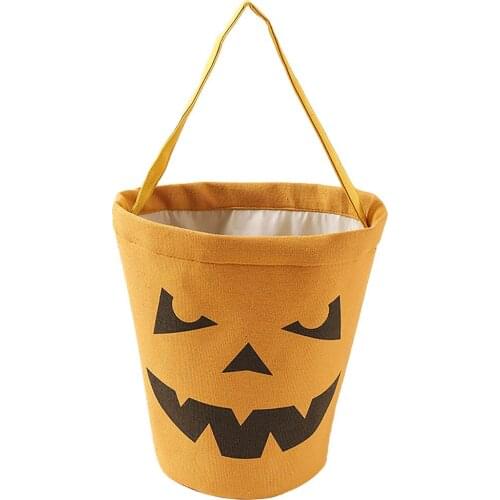 Trick Or Treat Halloween Buckets Multi Pattern Canvas Candy Holders Cotton Tote Boxes Bucket For Girls Boys Party Wedding Supply
