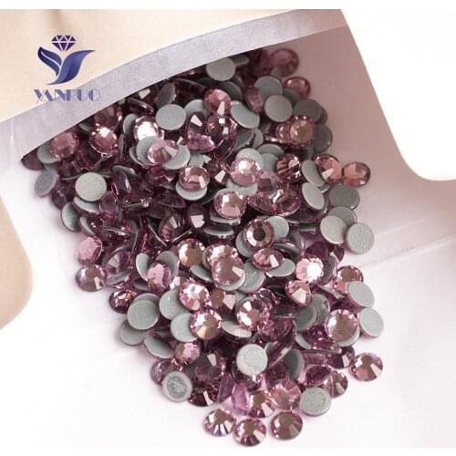 YANRUO 2058HF SS20 4.6-4.8mm Light Amethyst Iron On Dress Clothes Glass Crystal Strass Rhinestones Applique Shoes