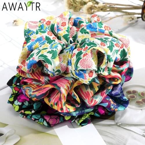 AWAYTR Print Elastic Hairbands For Women Scrunchies Bow Headband Hair Ties Bands Rope Ponytail Holder Hair Accessories Headdress