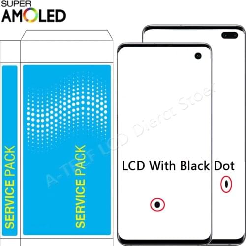 SUPER AMOLED S10 LCD For Samsung Galaxy S10 plus LCD Display Touch Screen For Galaxy G973F/DS G973F G975/DS G975F LCD Black Dot