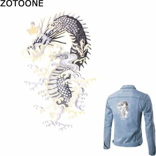 ZOTOONE Embroidered Dragon Patches for Clothes Stripe on Jacket Iron on Patch Sticker Applique Diy Appliques Garment Accessories