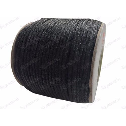 1.5mm Black Rattail Satin Nylon Cord Chinese Knot Beading Cord+Macrame Rope Bracelet Cords Accessories 80m/roll