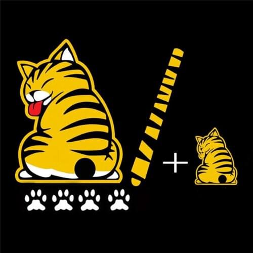 1PC Cat Moving Tail Stickers Window Wiper Decals Rear Windshield Decor Sticker