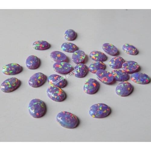 100pcs/ lot OP38 6x8mm Oval Opal Oval Fire Opal Stone Synthetic Opal Stone Oval Cabochon Opal for Body Jewelry