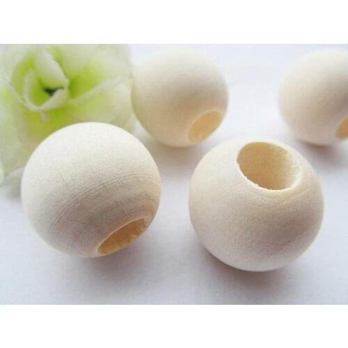 20pcs Good Quality 35mm Unfinished Round Ball Natural Wood Spacer Beads Charm Finding,Big Hole Bead,DIY Accessory Jewelry Making