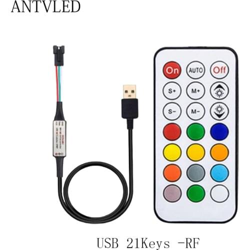 21Keys USB RF Pixels Remote Led Controller With 366Modes Change For WS2812B WS2811 SK6812 Strip Light Module DC5-24V