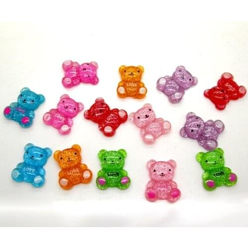50Pcs Mixed Resin Bears Decoration Crafts Flatback Cabochon Scrapbooking Embellishments Beads Diy Accessories