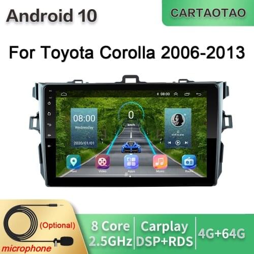Android 10.0 4GB+64GB DSP RDS Car radio GPS map multimedia video player for Toyota Corolla E140 E150 2006 2007 2008-2013 2DIN