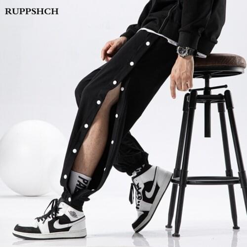 Men 2021 New Sports Breasted Pants Men Straight Thin Casual Full Open Basketball Training Pants High Quality Breasted Pants