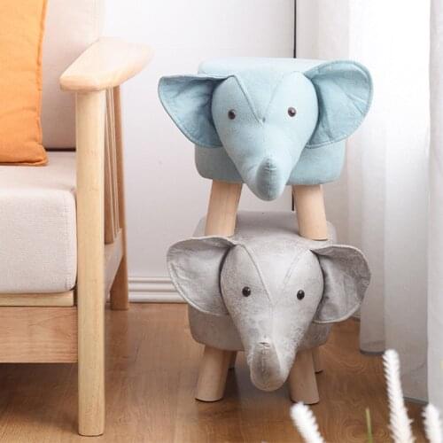 Childrens Cartoon Animal Stool Fashion Creative Sofa Stool Home Footstool Calf Cartoon Low Stool Solid Wood Stool Baby Chairs