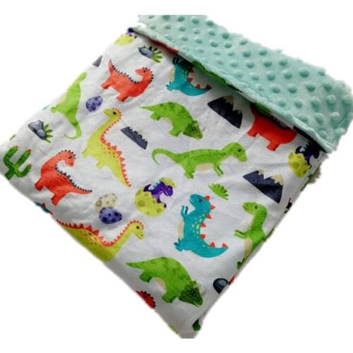 Dinosaur Baby Blanket Soft Plush Mink Baby Blankets Double Layers Toddler Kids Crib Bed Cover Cozy Throw Blanket 75*120cm