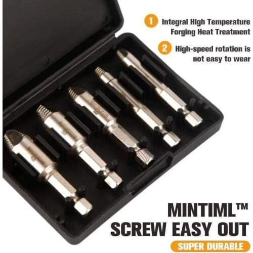 Hex Shank Screw Remover Damaged Screw Extractor Set Easily Remove Stripped Or Damaged Screws High-Speed Steel Stripped Screw Rem