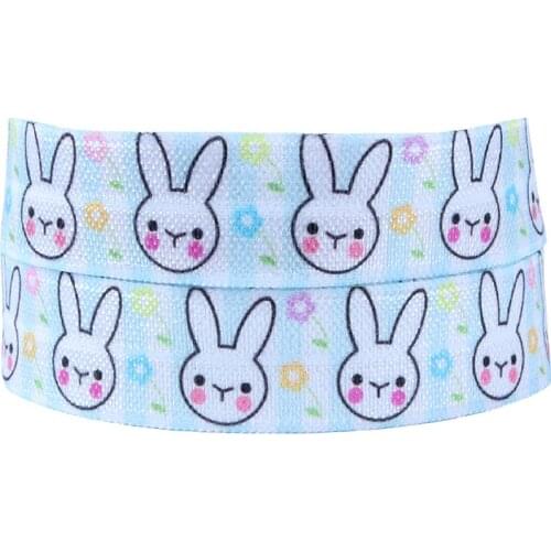 FLRA FOE Cute rabbit easter fold over elastic with knotted elastic ribbon for hair ties