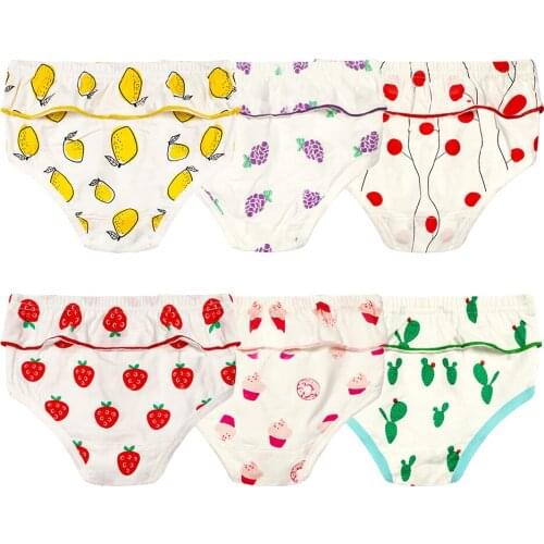 3PCS/Lot 0-24M New born Infant Baby Cotton Panties Cute Fruit Printing Underwear Bebe Potty Diaper Summer Ruffle PP Bloomer