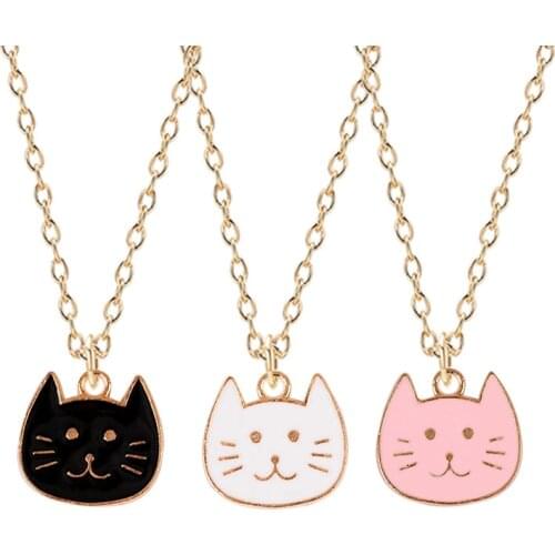Hot Sale Cute Alloy Lovers Animal Cat Necklace Pendant Best Friend Birthday Friendship Jewelry Accessories Wholesale
