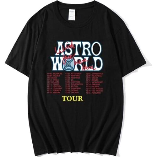 New Hip Hop T-shirt Men and Women Travis Scotts ASTROWORLD Letter Printed T-shirt Ravis Scott AstroWorld Tour Hip Hop Streetwear